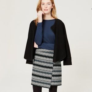 Ann Taylor Loft Wrap Skirt in Black Blue Detail